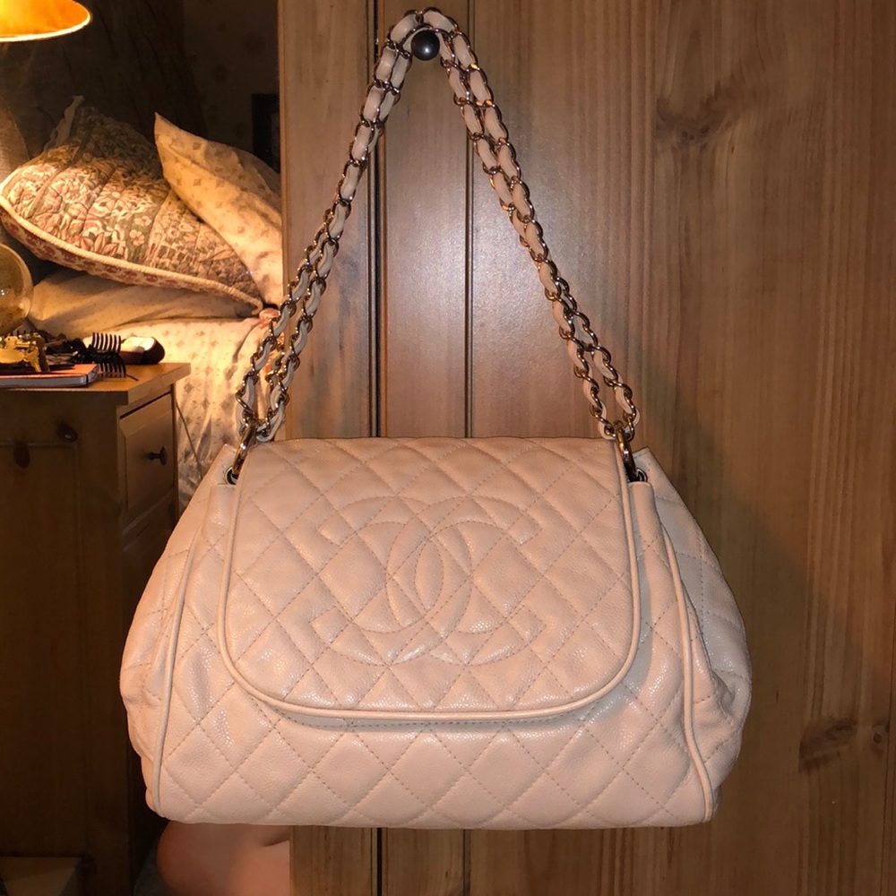 Chanel Caviar Accordion Bag, Cream